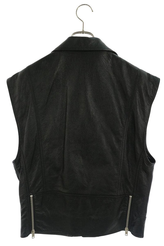 CELINE 22SS Sleeveless Lamb Leather Jacket Black Size 44