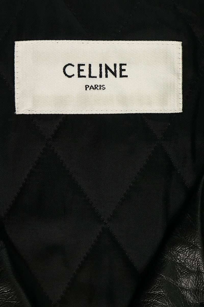 CELINE 22SS Sleeveless Lamb Leather Jacket Black Size 44