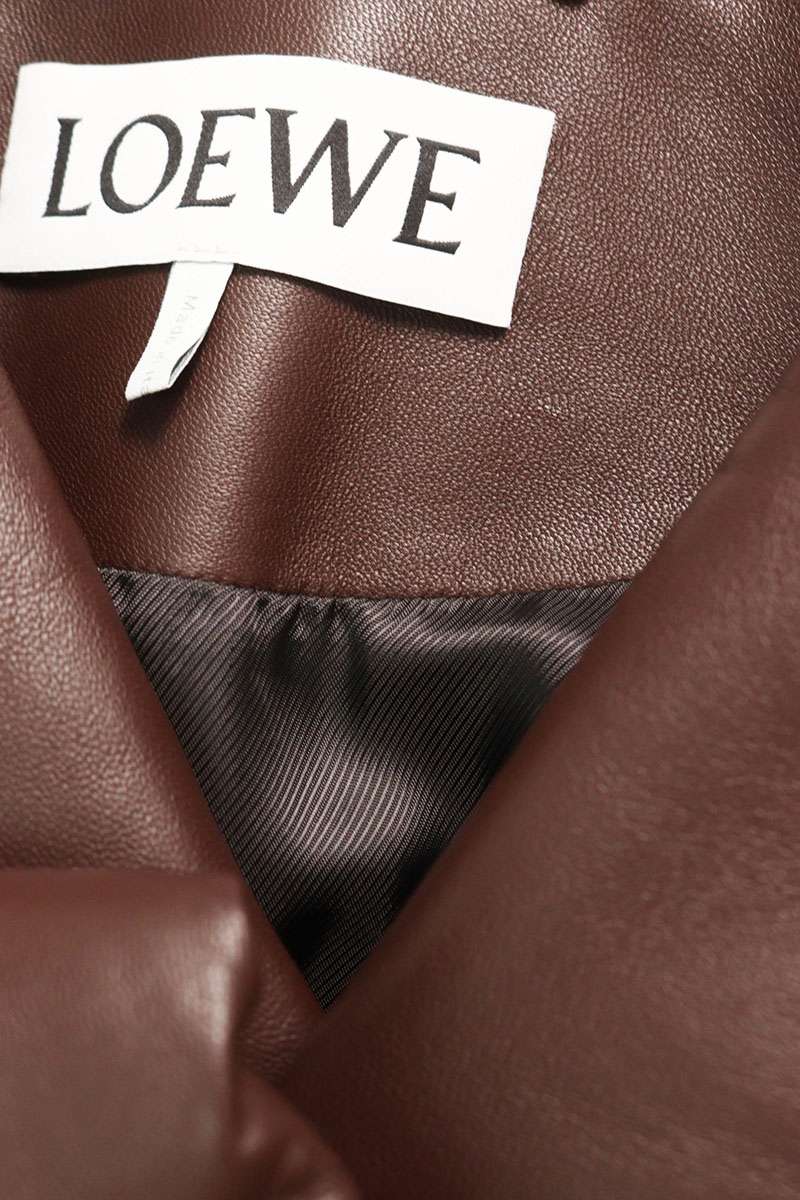 LOEWE Belted Padded Double Rider Jacket Brown Size 46