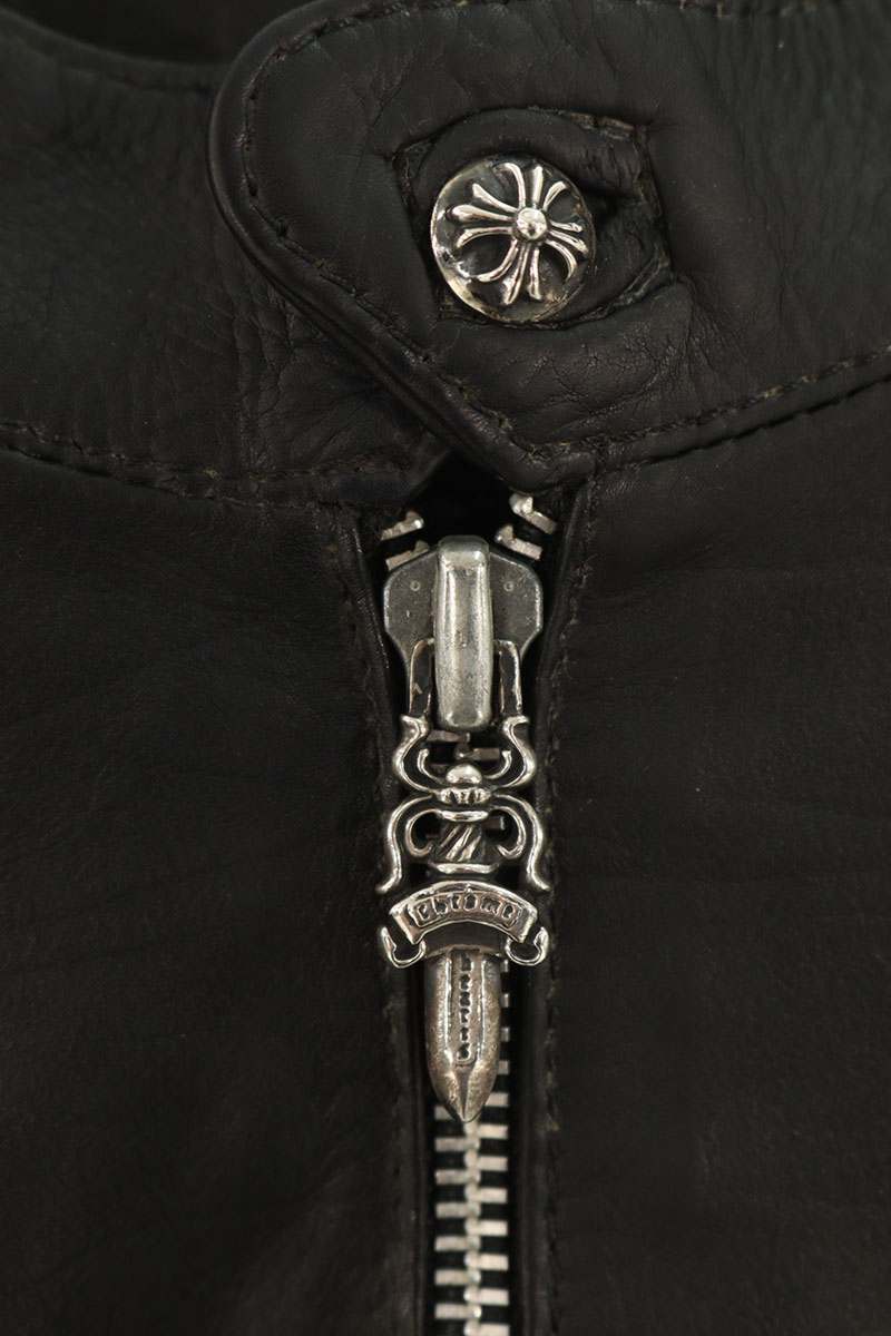 Chrome Hearts EZ RIDER Dagger Half-Zip Leather Jacket Size S