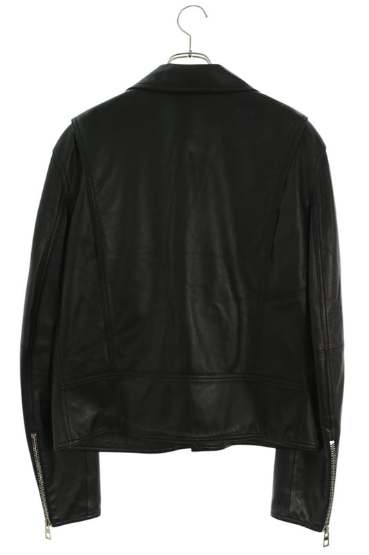 LOEWE Lamb Leather Double Riders Jacket Black Size 50