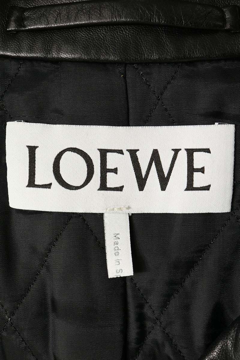 LOEWE Lamb Leather Double Riders Jacket Black Size 50