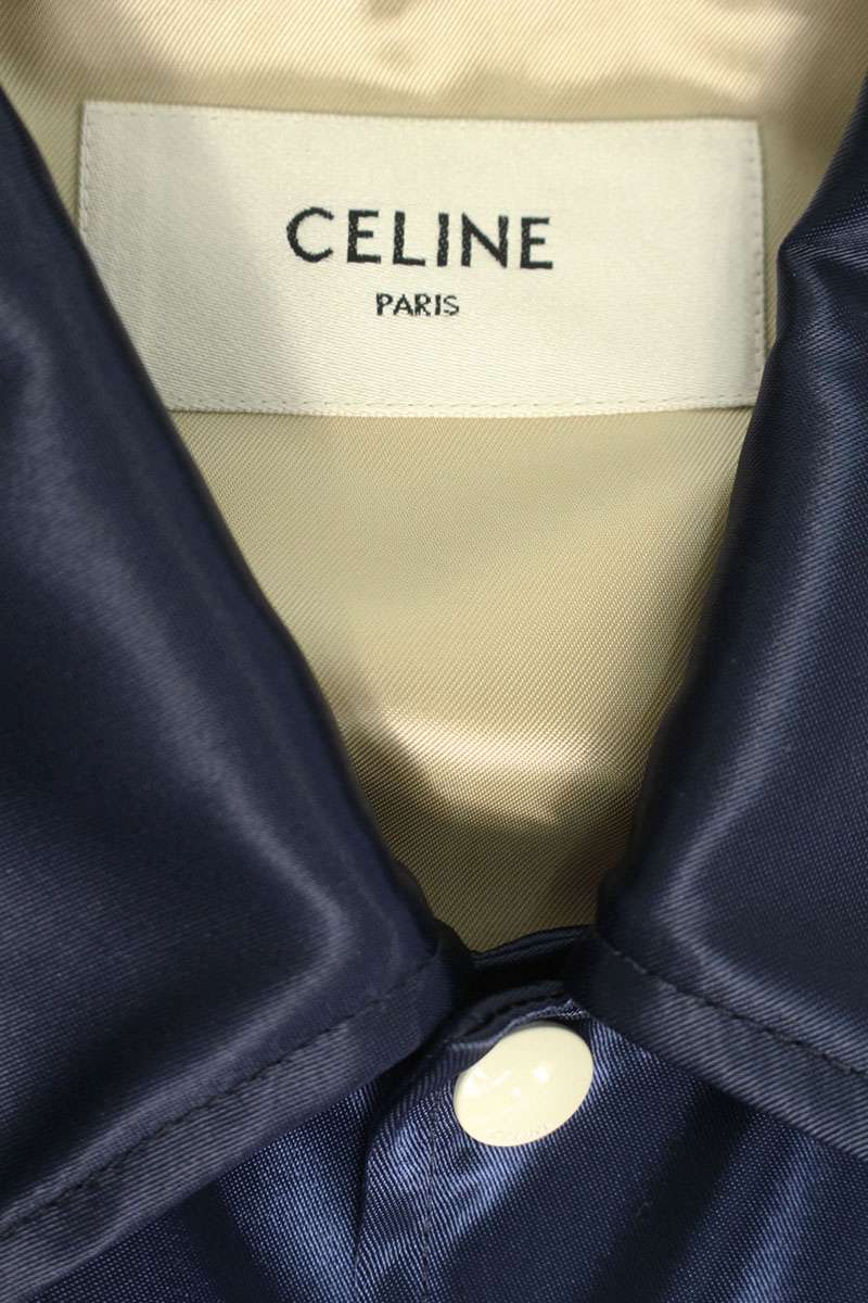 CELINE 25SS RV08U0550 Satin Teddy Jacket Navy Size 48