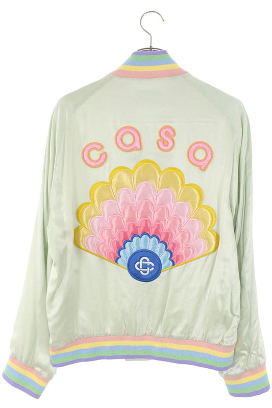 CASABLANCA 22SS Silk Zip-Up Blouson Light Green Size L