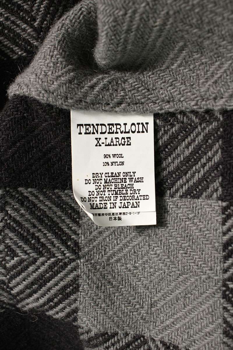 TENDERLOIN Buffalo Check Melton CPO Jacket Gray Size XL
