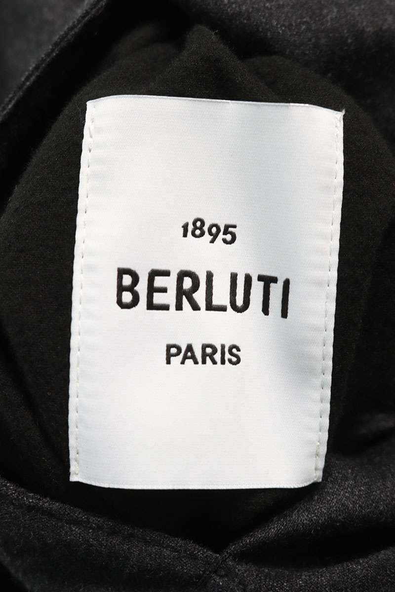 Berluti DAO Calligraphy Leather Wool Zip Blouson Gray Size M