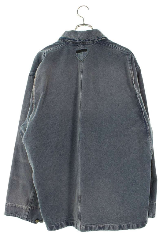 PRADA 25AW Gray Distressed Denim Coverall Blouson Size L