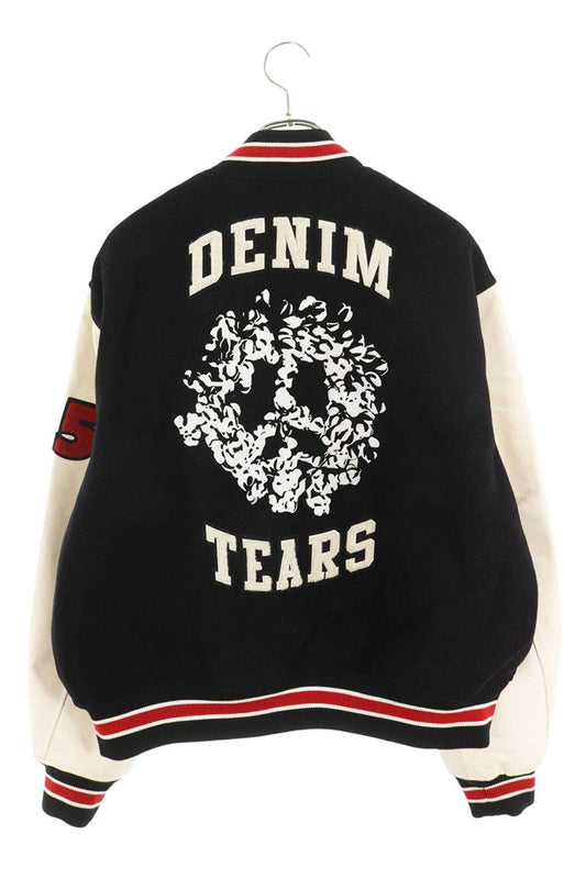 DENIM TEARS Peace Wreath Varsity Jacket Black Size M