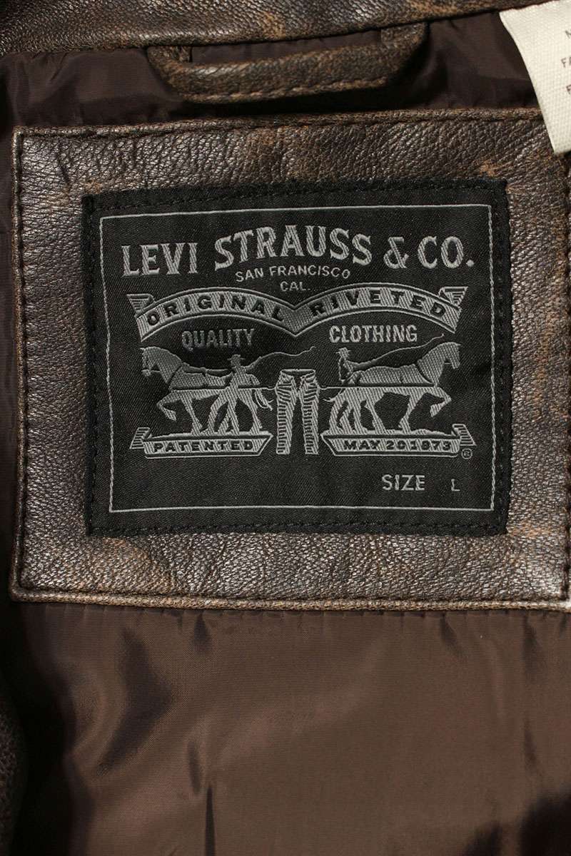 Levi's Clayton Aviator Goat Leather Jacket Brown Size L