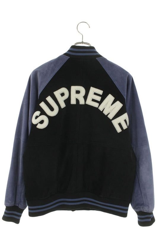 Supreme 17SS Suede Varsity Jacket Blouson Black Size S