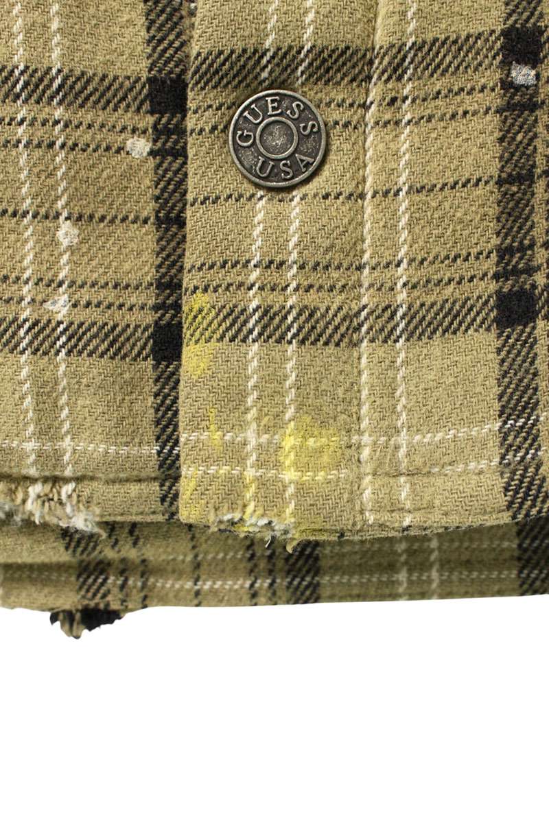 GUESS Flannel Check Blouson Khaki Size M