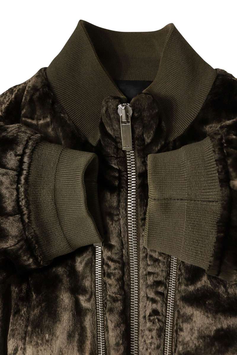 DIOR Velour Bomber Jacket Khaki Green Size 44
