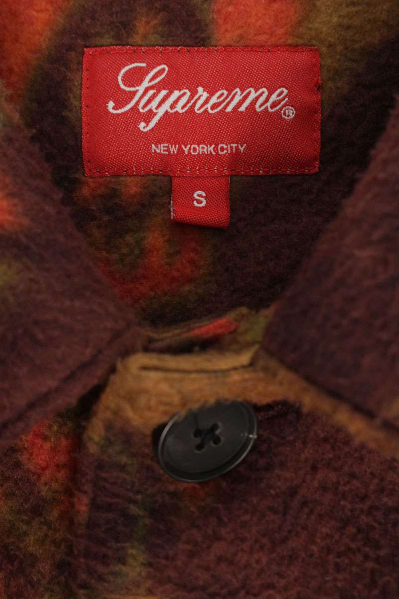 SUPREME 21AW Paisley Fleece Shirt Red Size S