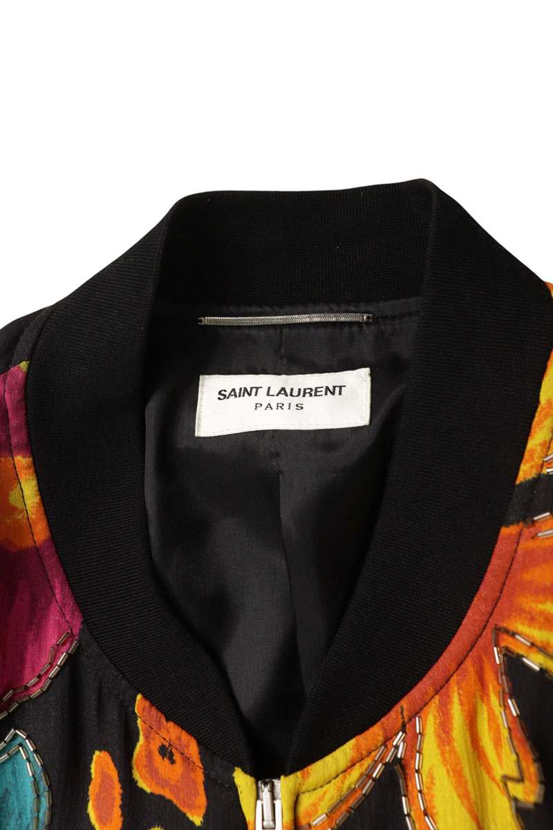 SAINT LAURENT PARIS Floral Crepe Teddy Blouson Multi Size L