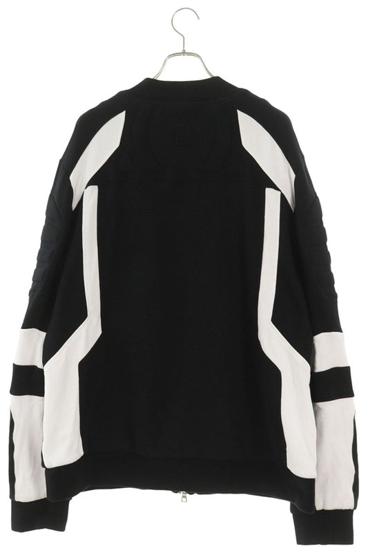 BALMAIN Biker Sweatshirt Jacket Black/White Size XXL