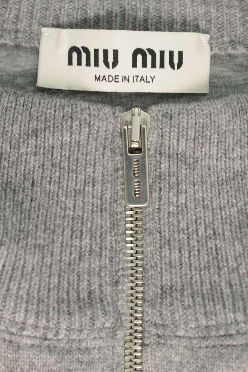 miumiu Cashmere Knit Track Jacket Gray Size S