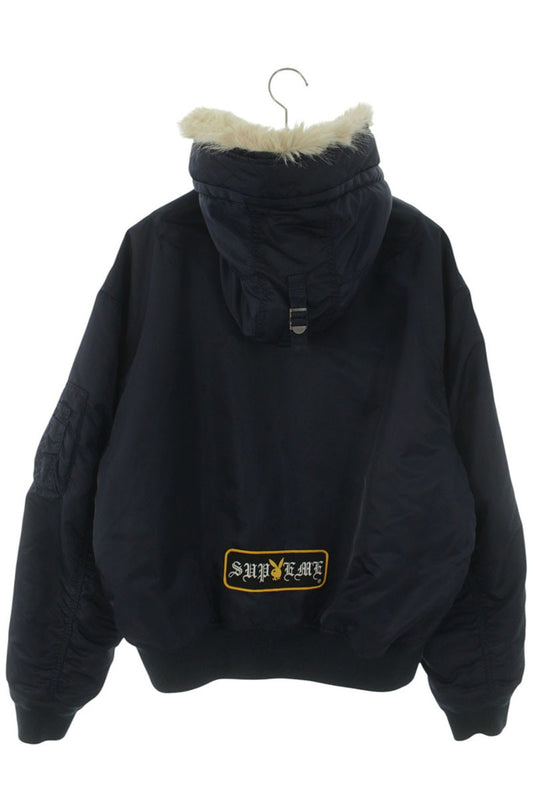 SUPREME 26SS Playboy Hooded MA-1 Bomber Jacket Navy Size L