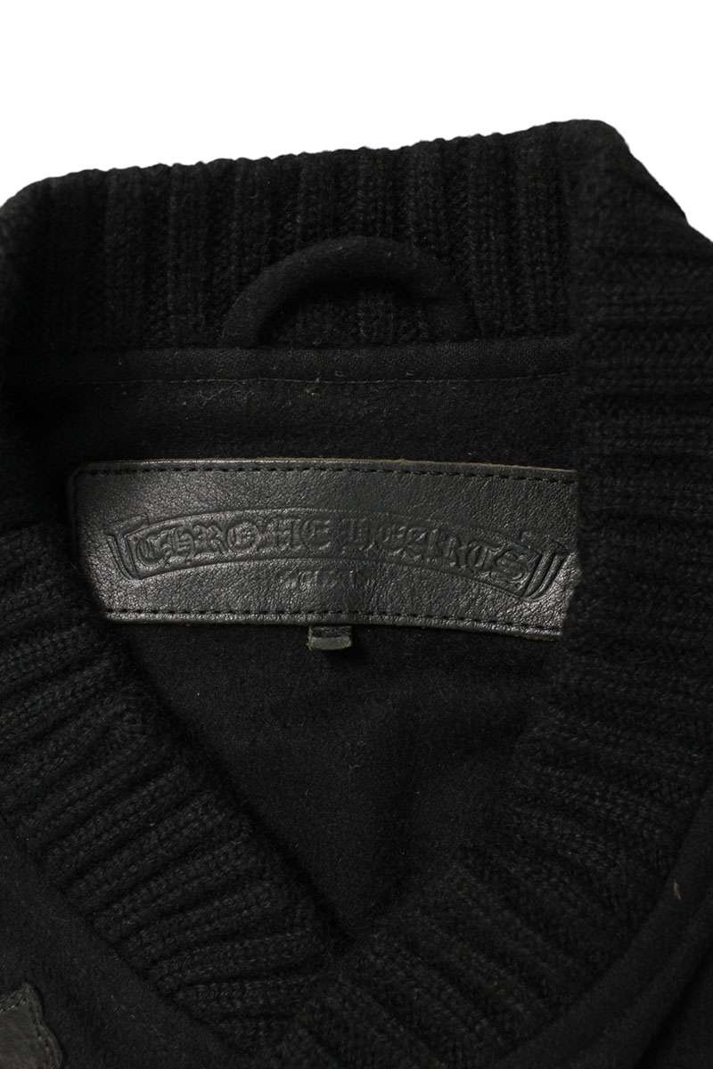 Chrome Hearts LETTERMAN Leather Sleeve Jacket Black Size L