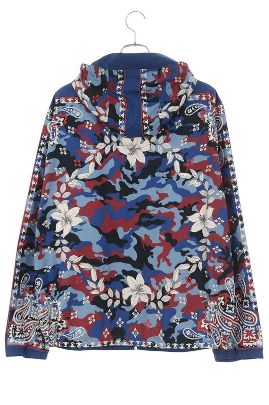 MONCLER HOTAY All-Over Print Hooded Blouson Blue/Red Size L