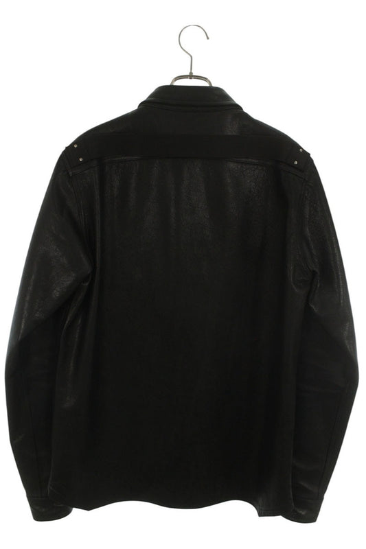 Rick Owens -LCWEW3 Black Calfskin Leather Overshirt Size 48