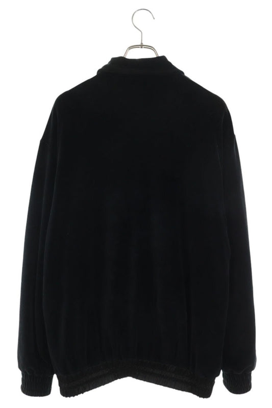 GUCCI Logo Embroidered Velour Zip Blouson Black Size S