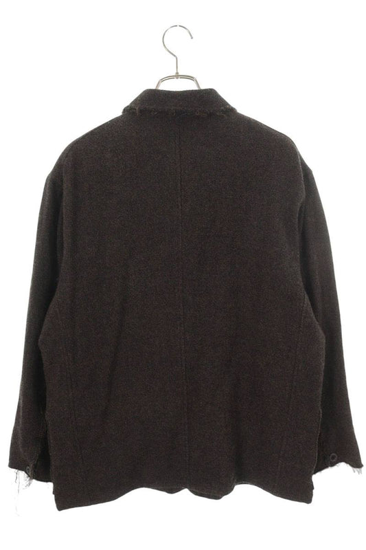 ULTERIOR Wool Silk Tweed Coverall Blouson Brown Size XL