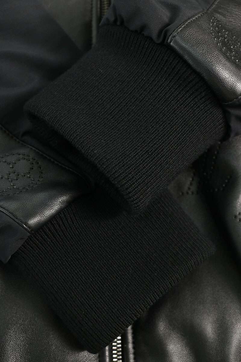 LOUISVUITTON 25AW Monogram Leather Mix Jacket Black Size 46