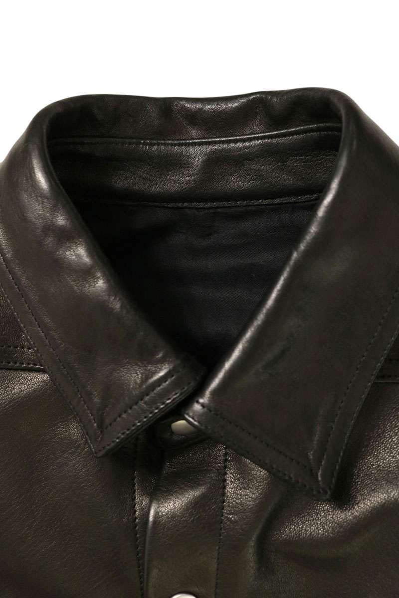 Rick Owens Black Lamb Leather Snap Button Jacket Size 48