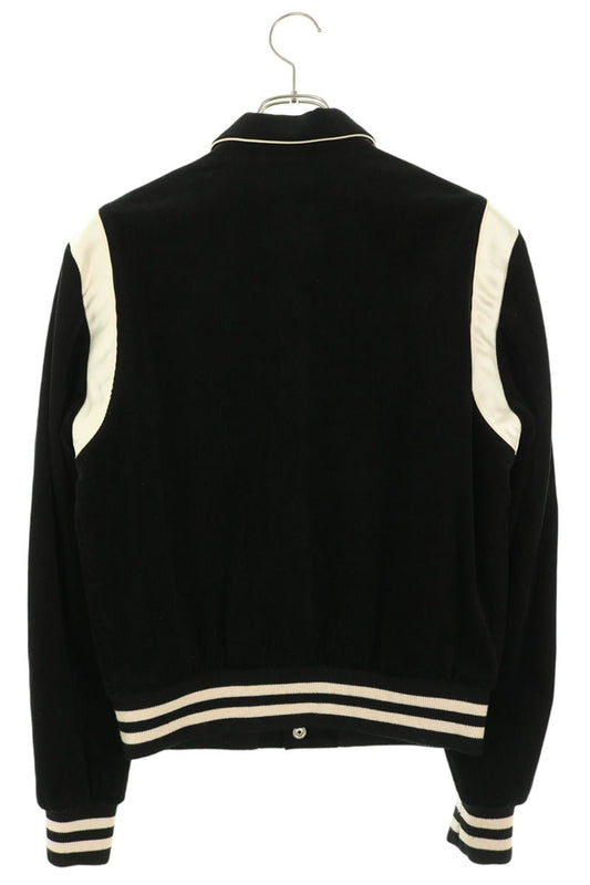 CELINE Teddy Corduroy Varsity Jacket Black/White Size 46