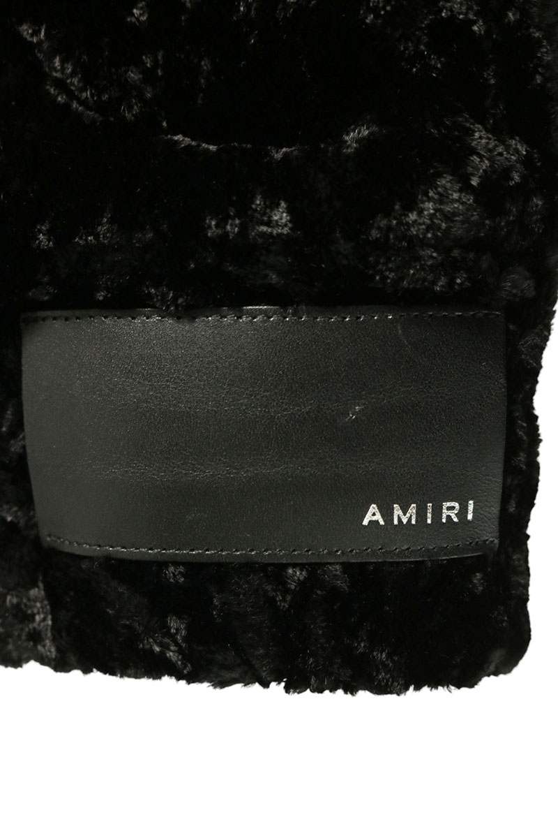 AMIRI Logo Applique Crushed Velvet Blouson Black Size M