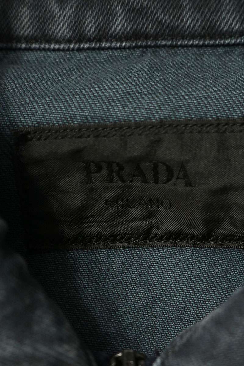 PRADA Triangle Logo Plate Denim Jacket Gray Size L