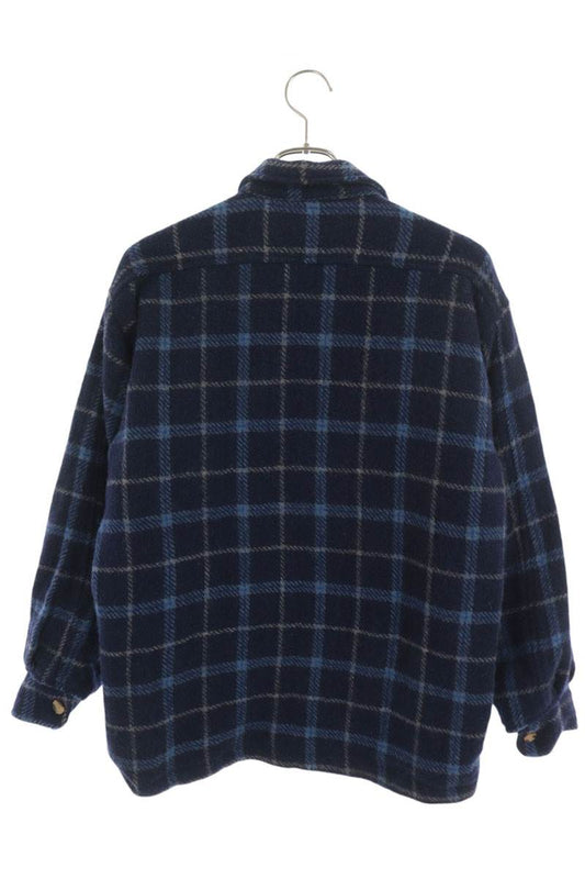 STUSSY Wool CPO Check Shirt Jacket Blue Size S