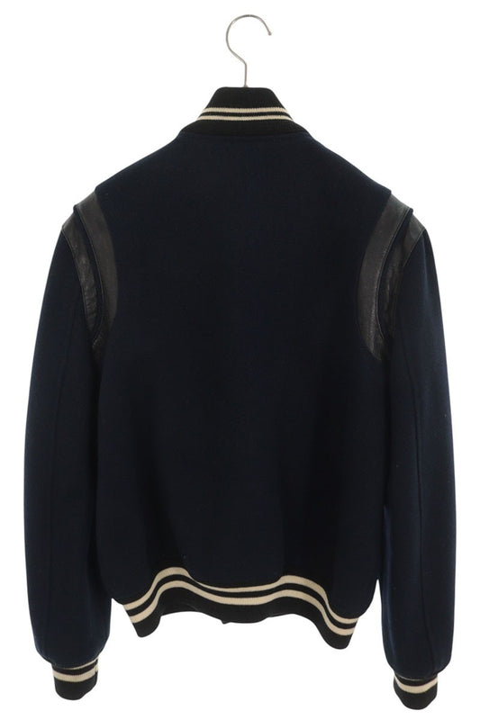 SAINT LAURENT PARIS Wool & Leather Teddy Jacket Blue Size 46