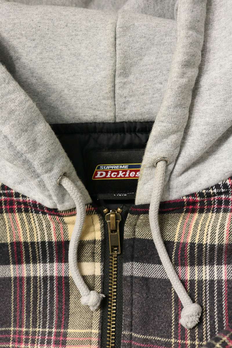 SUPREME Plaid Hooded Zip Up Jacket Brown Gray Size L