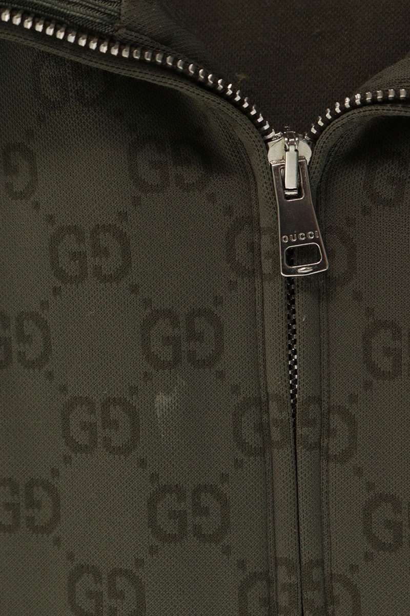 GUCCI GG Pattern Nylon Cotton Track Jacket Green Size L