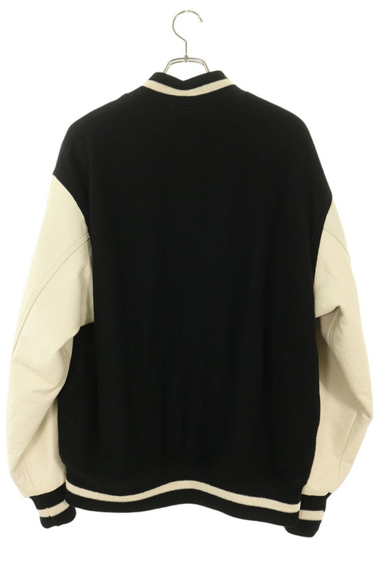 WACKO MARIA 22FW Leather Sleeve Varsity Jacket Black Size S