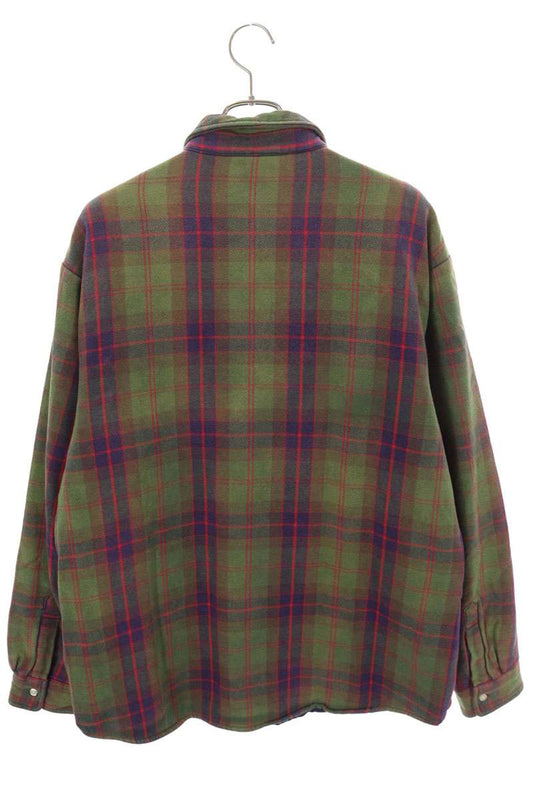 SUPREME Quilted Flannel Snap Jacket Green Size XL