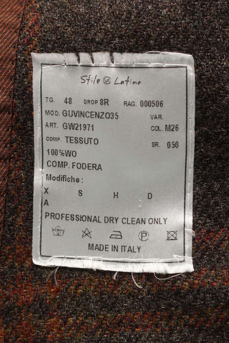 Stile Latino Check Wool 3-Button Jacket Multi Size M