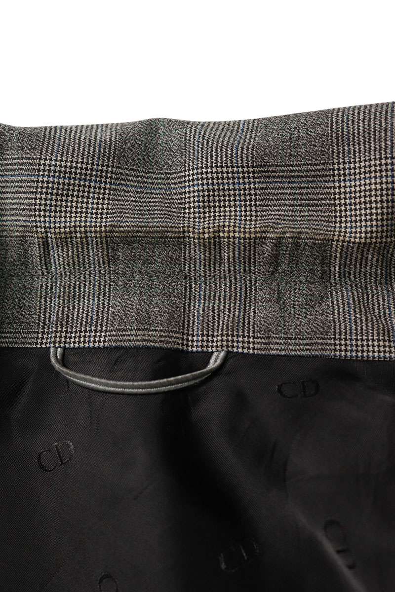DIOR Glen Plaid Peaked Lapel Double-Breasted Jacket Size M