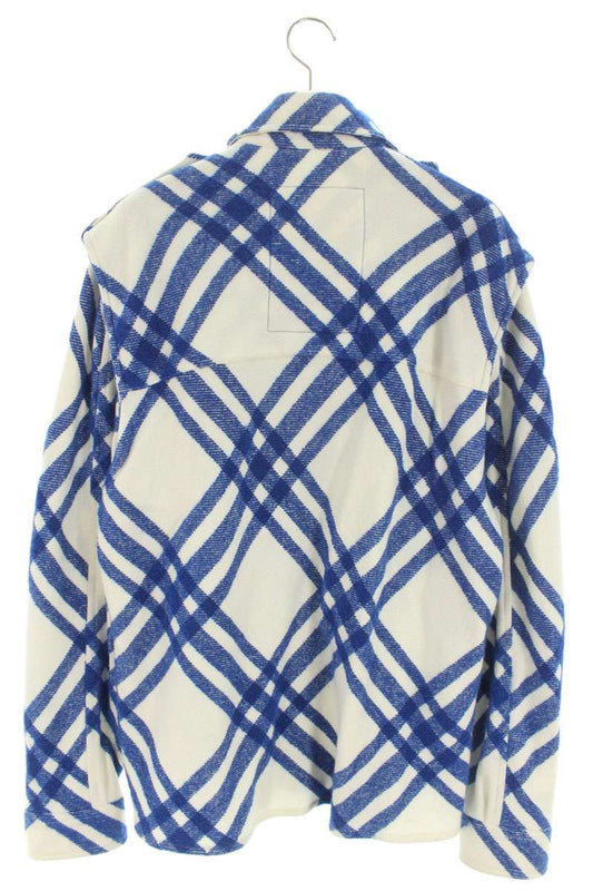 Burberry Check Wool Alpaca Jacket White Blue Size S