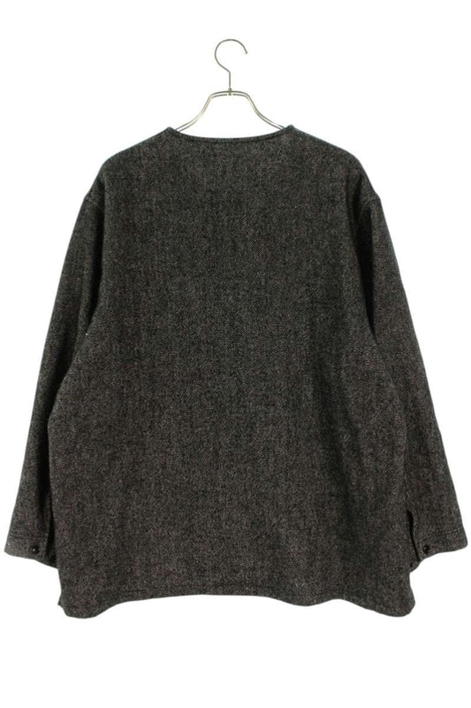 CONFECT Black Wool Linen Collarless Jacket Size XL