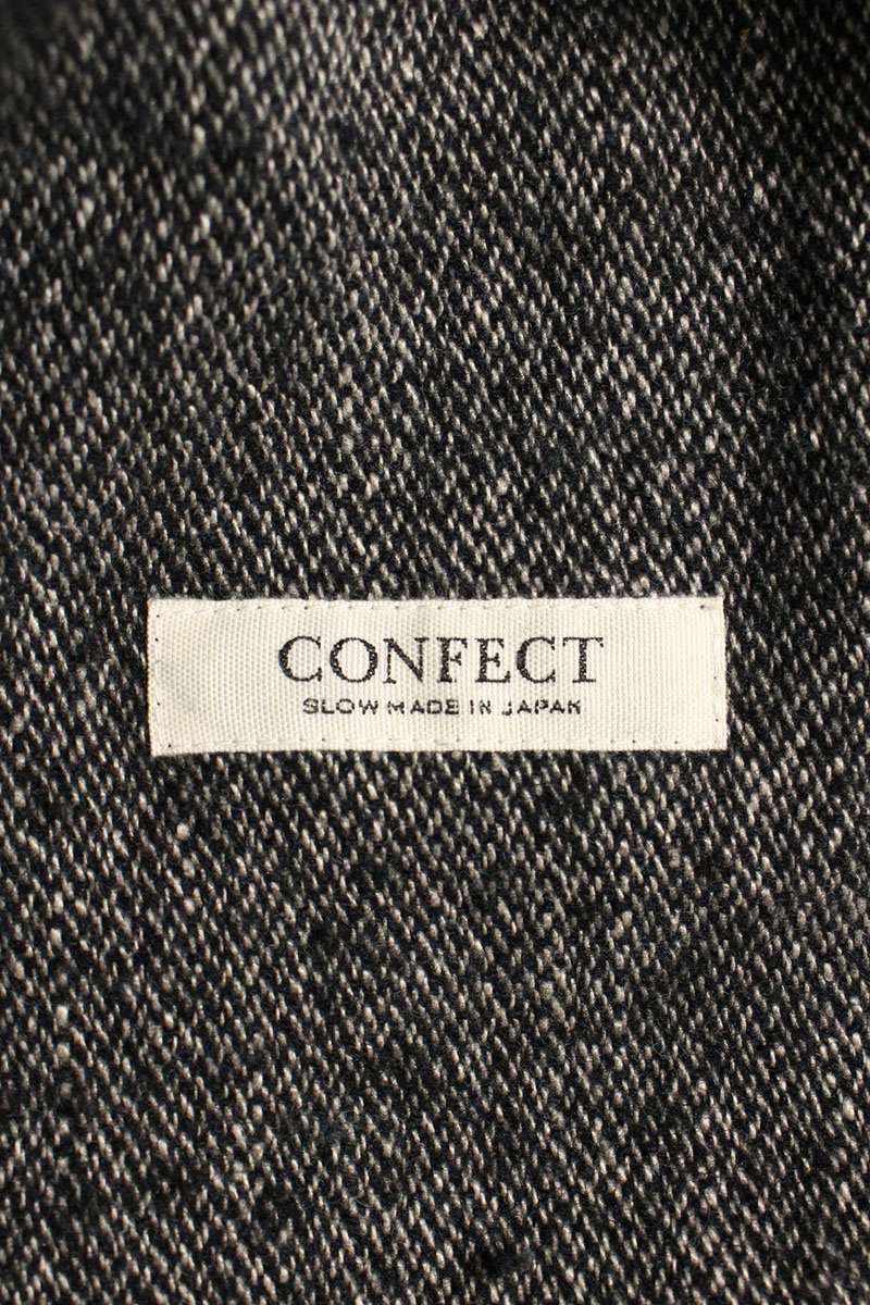 CONFECT Black Wool Linen Collarless Jacket Size XL