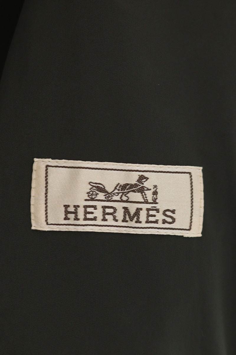 HERMES Lamb Leather Panel Nylon Jacket Multi Size S