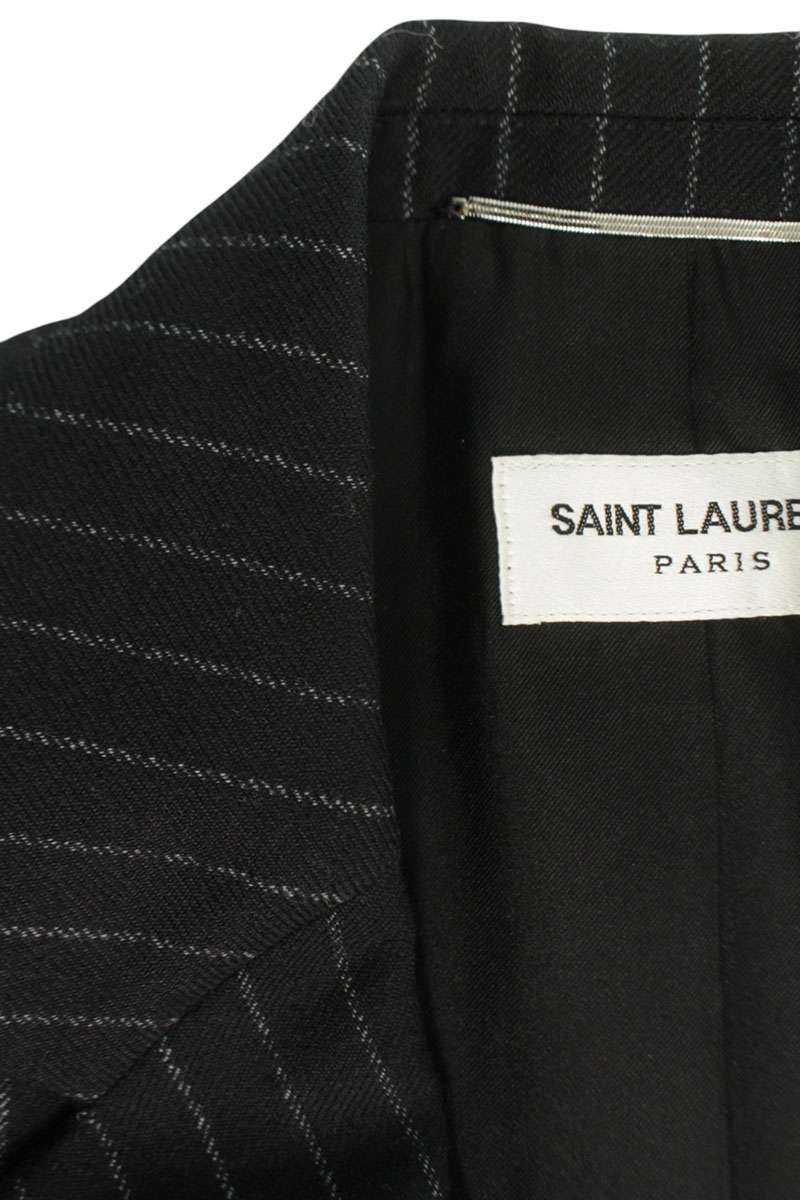 Saint Laurent Paris Wool Striped Tailored Jacket Black Size S
