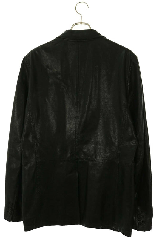 PRADA Leather Blazer Black Size 48
