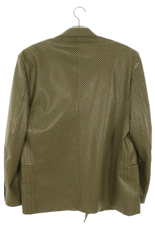 GUCCI Brown Gingham Check Wool Double Jacket Size 52