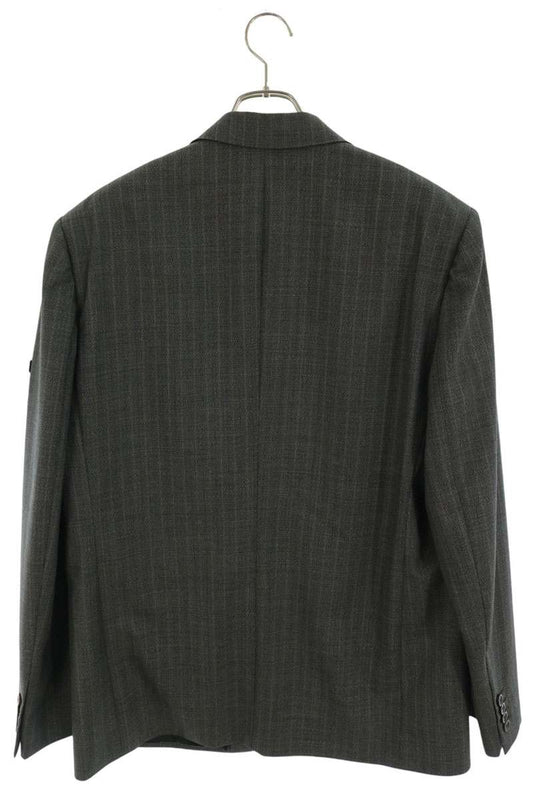 BALENCIAGA Gray Wool Logo Patch Oversized Jacket Size 42