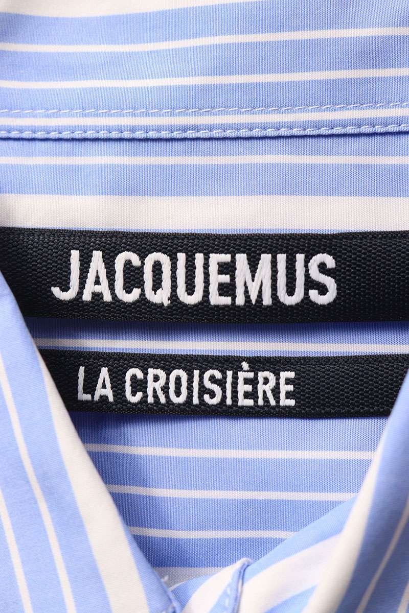 JACQUEMUS Cotton Striped Logo Long Sleeve Shirt Size M