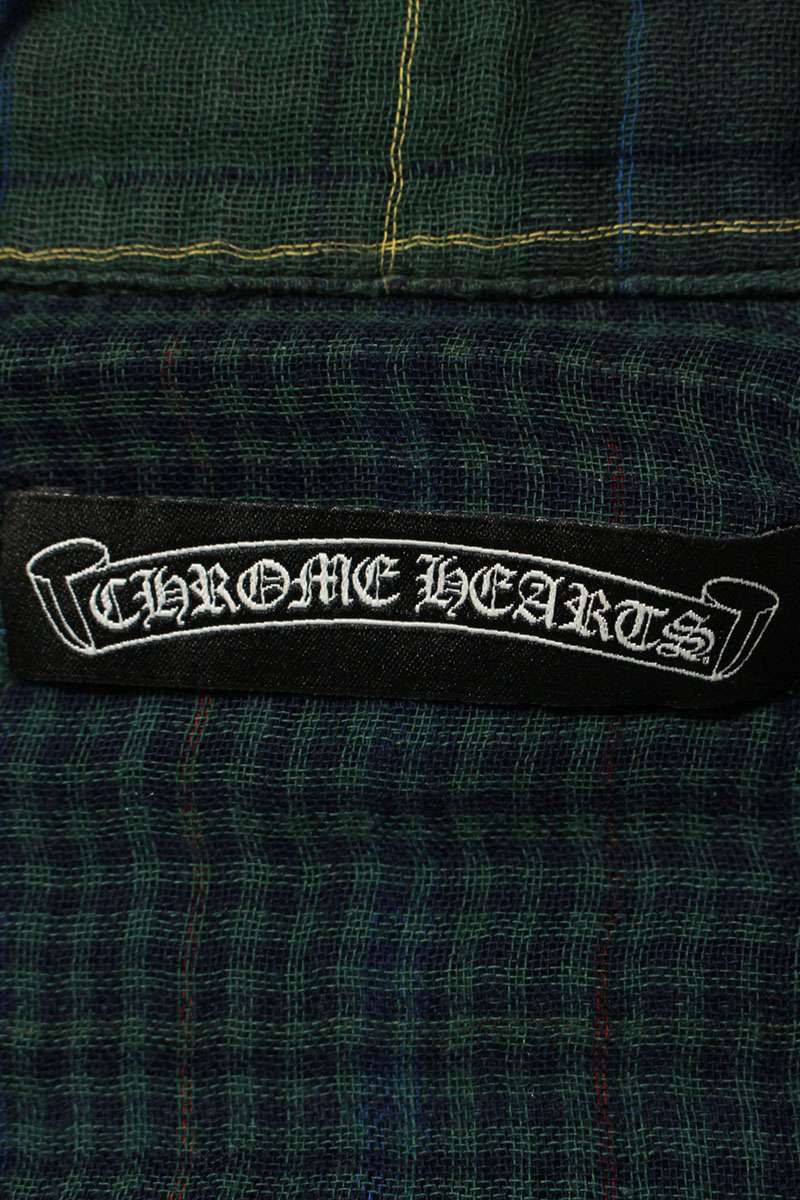 Chrome Hearts Cross Check Pattern Long Sleeve Shirt Size XS Green x Silver