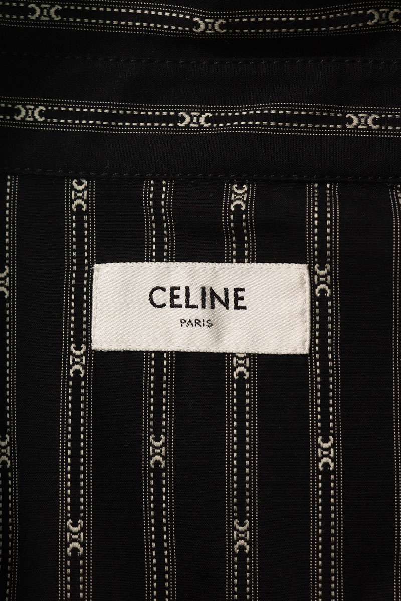 CELINE 25SS Black Cotton Triomphe Western Shirt Size L